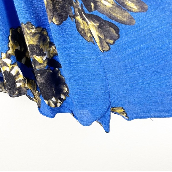 FREE PEOPLE All The Right Ruffles Casual Blue Floral Faux Wrap Romper Small - Picture 11 of 12